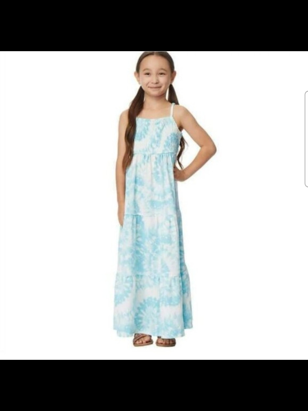 32 Degrees Light Blue Tie-Dye Spaghetti Strap Maxi Dress for Girls